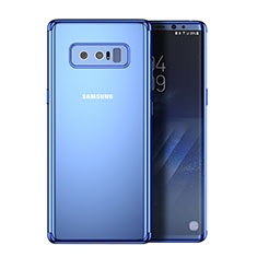 Silicone Transparent Matte Finish Frame Cover for Samsung Galaxy Note 8 Blue