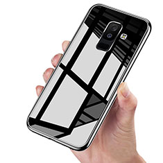 Silicone Transparent Mirror Frame Case 360 Degrees for Samsung Galaxy A6 Plus (2018) Black
