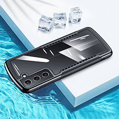 Silicone Transparent Mirror Frame Case 360 Degrees for Samsung Galaxy S21 Plus 5G Black