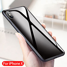 Silicone Transparent Mirror Frame Case 360 Degrees T04 for Apple iPhone X Black