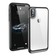 Silicone Transparent Mirror Frame Case 360 Degrees T08 for Apple iPhone Xs Black
