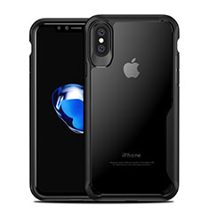 Silicone Transparent Mirror Frame Case 360 Degrees T10 for Apple iPhone X Black