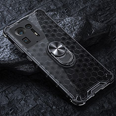 Silicone Transparent Mirror Frame Case 360 Degrees with Magnetic Finger Ring Stand AM1 for Xiaomi Mi Mix 4 5G Black