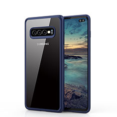 Silicone Transparent Mirror Frame Case Cover A02 for Samsung Galaxy S10 Plus Blue