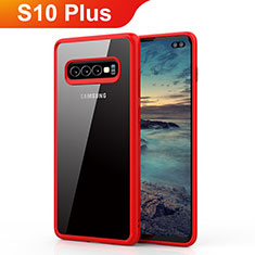 Silicone Transparent Mirror Frame Case Cover A02 for Samsung Galaxy S10 Plus Red