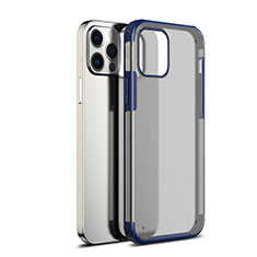 Silicone Transparent Mirror Frame Case Cover for Apple iPhone 12 Pro Blue