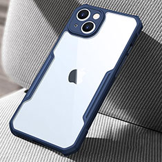 Silicone Transparent Mirror Frame Case Cover for Apple iPhone 13 Blue