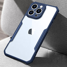 Silicone Transparent Mirror Frame Case Cover for Apple iPhone 13 Pro Blue