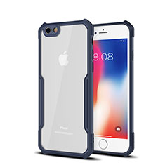 Silicone Transparent Mirror Frame Case Cover for Apple iPhone 6S Blue