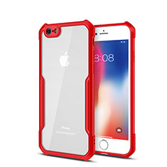 Silicone Transparent Mirror Frame Case Cover for Apple iPhone 6S Plus Red