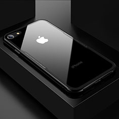 Silicone Transparent Mirror Frame Case Cover for Apple iPhone 8 Black