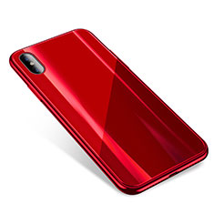 Silicone Transparent Mirror Frame Case Cover for Apple iPhone X Red