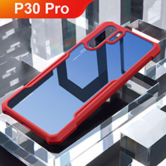 Silicone Transparent Mirror Frame Case Cover for Huawei P30 Pro New Edition Red