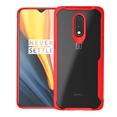 Silicone Transparent Mirror Frame Case Cover for OnePlus 7 Red