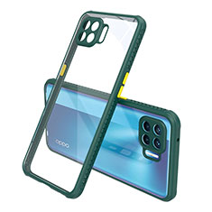 Silicone Transparent Mirror Frame Case Cover for Oppo Reno4 Lite Midnight Green