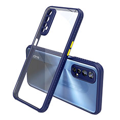 Silicone Transparent Mirror Frame Case Cover for Realme 7 Blue