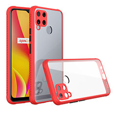 Silicone Transparent Mirror Frame Case Cover for Realme C15 Red