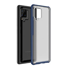 Silicone Transparent Mirror Frame Case Cover for Samsung Galaxy A42 5G Blue