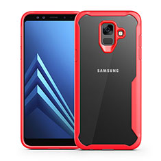 Silicone Transparent Mirror Frame Case Cover for Samsung Galaxy A6 (2018) Dual SIM Red
