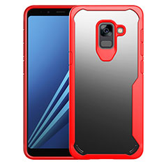 Silicone Transparent Mirror Frame Case Cover for Samsung Galaxy A8+ A8 Plus (2018) A730F Red