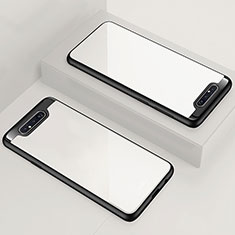 Silicone Transparent Mirror Frame Case Cover for Samsung Galaxy A80 White