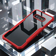 Silicone Transparent Mirror Frame Case Cover for Samsung Galaxy S10e Red