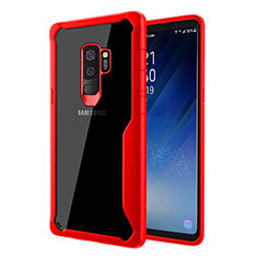 Silicone Transparent Mirror Frame Case Cover for Samsung Galaxy S9 Plus Red