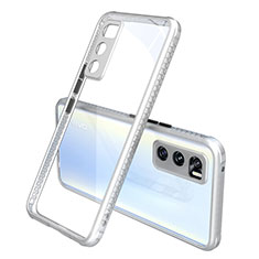 Silicone Transparent Mirror Frame Case Cover for Vivo V20 SE White