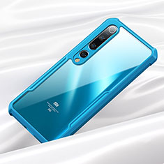 Silicone Transparent Mirror Frame Case Cover for Xiaomi Mi 10 Blue