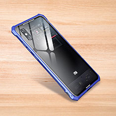 Silicone Transparent Mirror Frame Case Cover for Xiaomi Mi 8 Explorer Blue