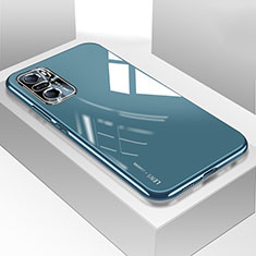 Silicone Transparent Mirror Frame Case Cover for Xiaomi Poco F3 5G Blue