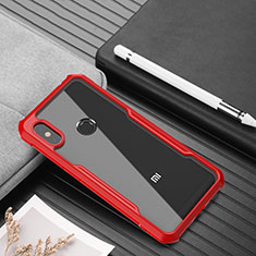 Silicone Transparent Mirror Frame Case Cover for Xiaomi Redmi Note 6 Pro Red
