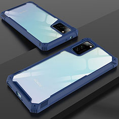 Silicone Transparent Mirror Frame Case Cover H01 for Huawei Honor V30 5G Blue