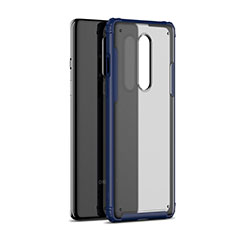 Silicone Transparent Mirror Frame Case Cover H01 for OnePlus 8 Blue
