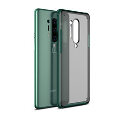 Silicone Transparent Mirror Frame Case Cover H01 for OnePlus 8 Pro Green