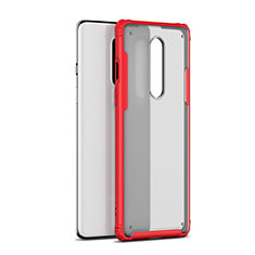 Silicone Transparent Mirror Frame Case Cover H01 for OnePlus 8 Red