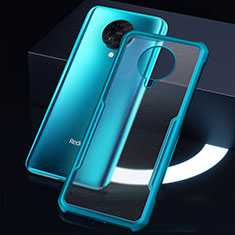Silicone Transparent Mirror Frame Case Cover H01 for Xiaomi Poco F2 Pro Cyan