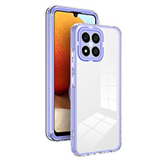 Silicone Transparent Mirror Frame Case Cover H01P for Huawei Honor X8 4G Purple