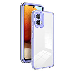 Silicone Transparent Mirror Frame Case Cover H01P for Motorola Moto G53 5G Purple