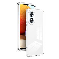 Silicone Transparent Mirror Frame Case Cover H01P for Oppo A17 White