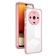 Silicone Transparent Mirror Frame Case Cover H01P for Realme 11 Pro+ Plus 5G Rose Gold