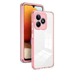 Silicone Transparent Mirror Frame Case Cover H01P for Realme C51 Rose Gold