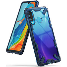 Silicone Transparent Mirror Frame Case Cover H02 for Huawei P30 Lite Blue