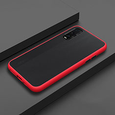 Silicone Transparent Mirror Frame Case Cover H02 for Oppo Find X2 Red