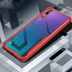 Silicone Transparent Mirror Frame Case Cover H03 for Huawei P20 Red
