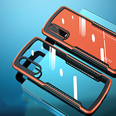 Silicone Transparent Mirror Frame Case Cover H03 for Oppo Find X2 Pro Orange