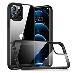 Silicone Transparent Mirror Frame Case Cover H04 for Apple iPhone 12 Pro Max Black
