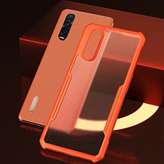 Silicone Transparent Mirror Frame Case Cover H04 for Oppo Find X2 Pro Orange