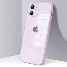 Silicone Transparent Mirror Frame Case Cover H06 for Apple iPhone 12 Mini Clove Purple