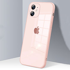Silicone Transparent Mirror Frame Case Cover H06 for Apple iPhone 12 Pink